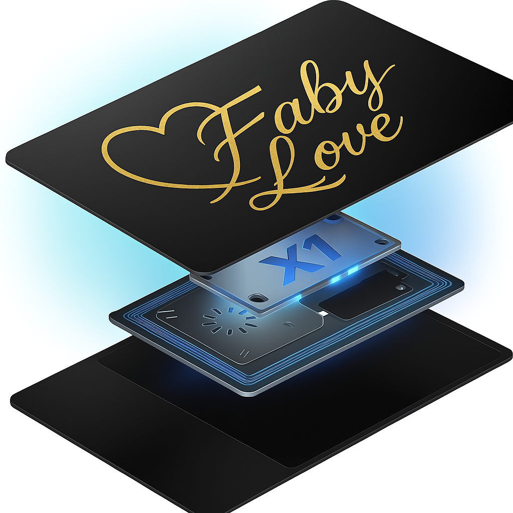 Faby Love Digital Business Card - Smart NFC Networking Card - Tap to Share - iPhone & Android (Limited Edition Black Lux)